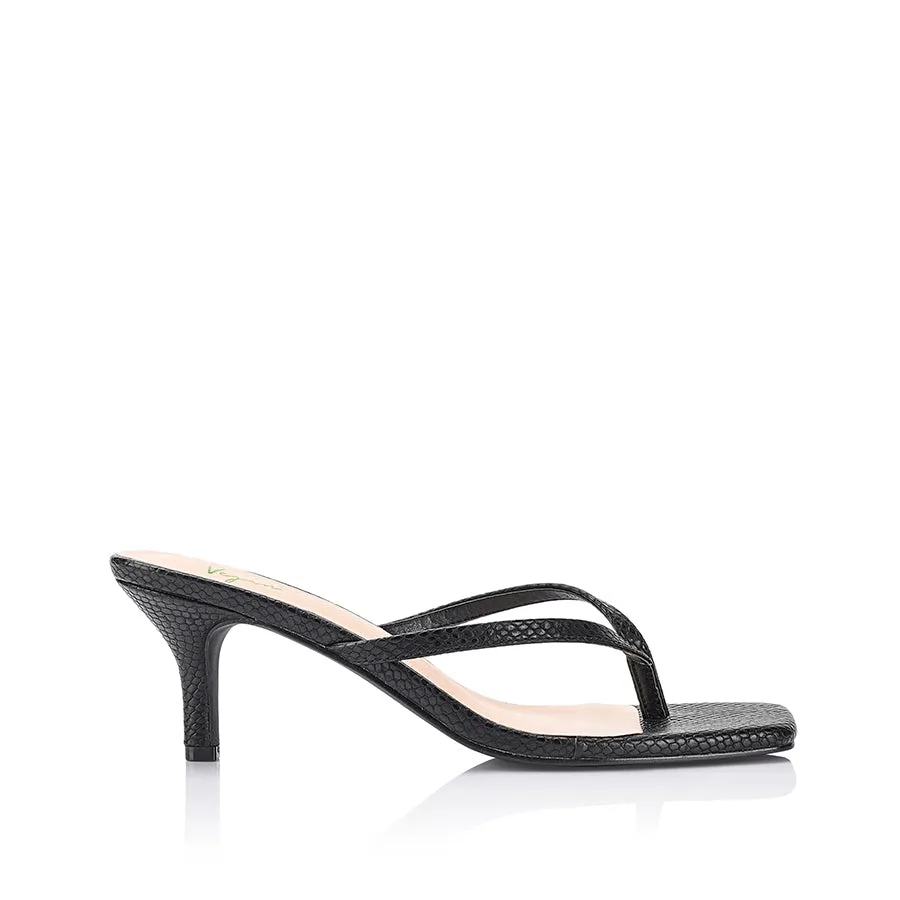 Taytum Heeled Thongs - Black Snake Replace Heel On High Heels