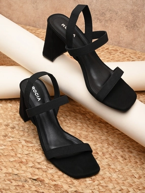 High Heels Shoe Rocia By Regal Black Women Casual Strappy High Block Heel Sandals