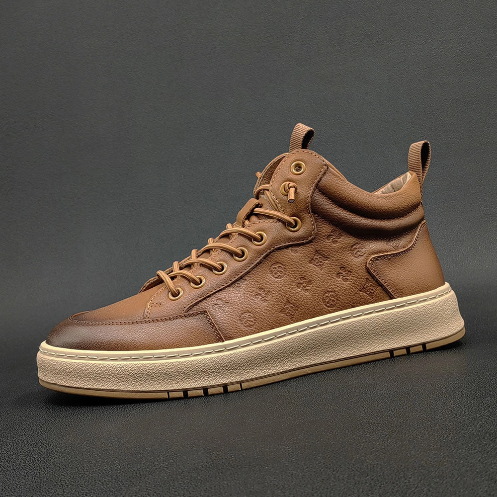 Footed Running Shoes Men Retro Figured Leather Flat Casual Shoes