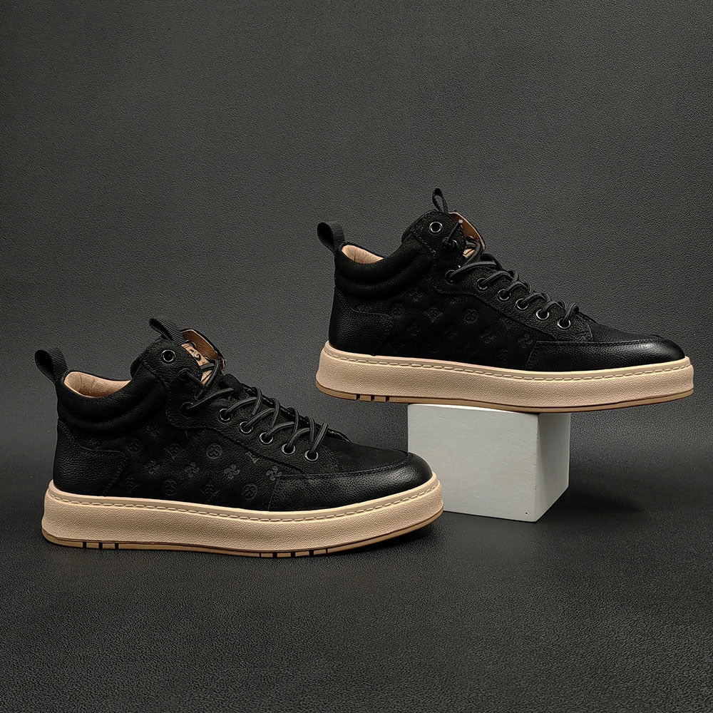 Men Retro Figured Leather Flat Casual Shoes Flat Aerosoles Shoes