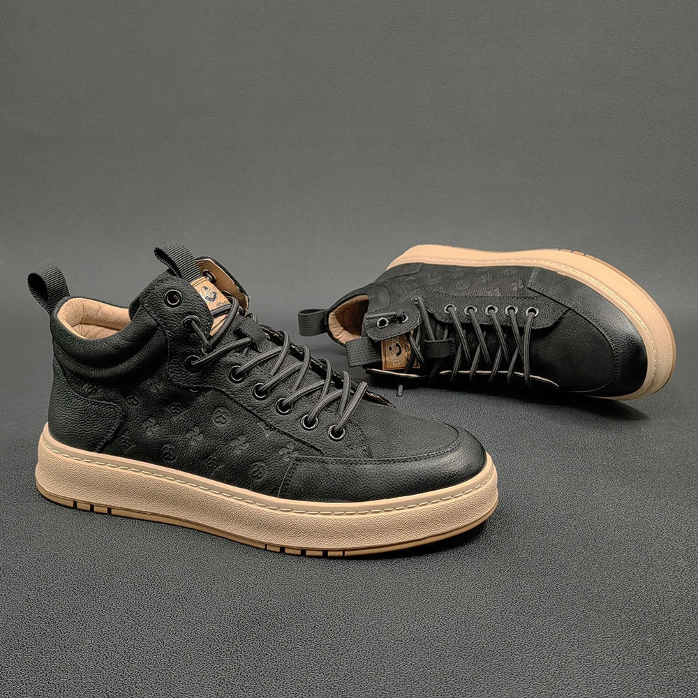 Emerald Shoes Flats Men Retro Figured Leather Flat Casual Shoes