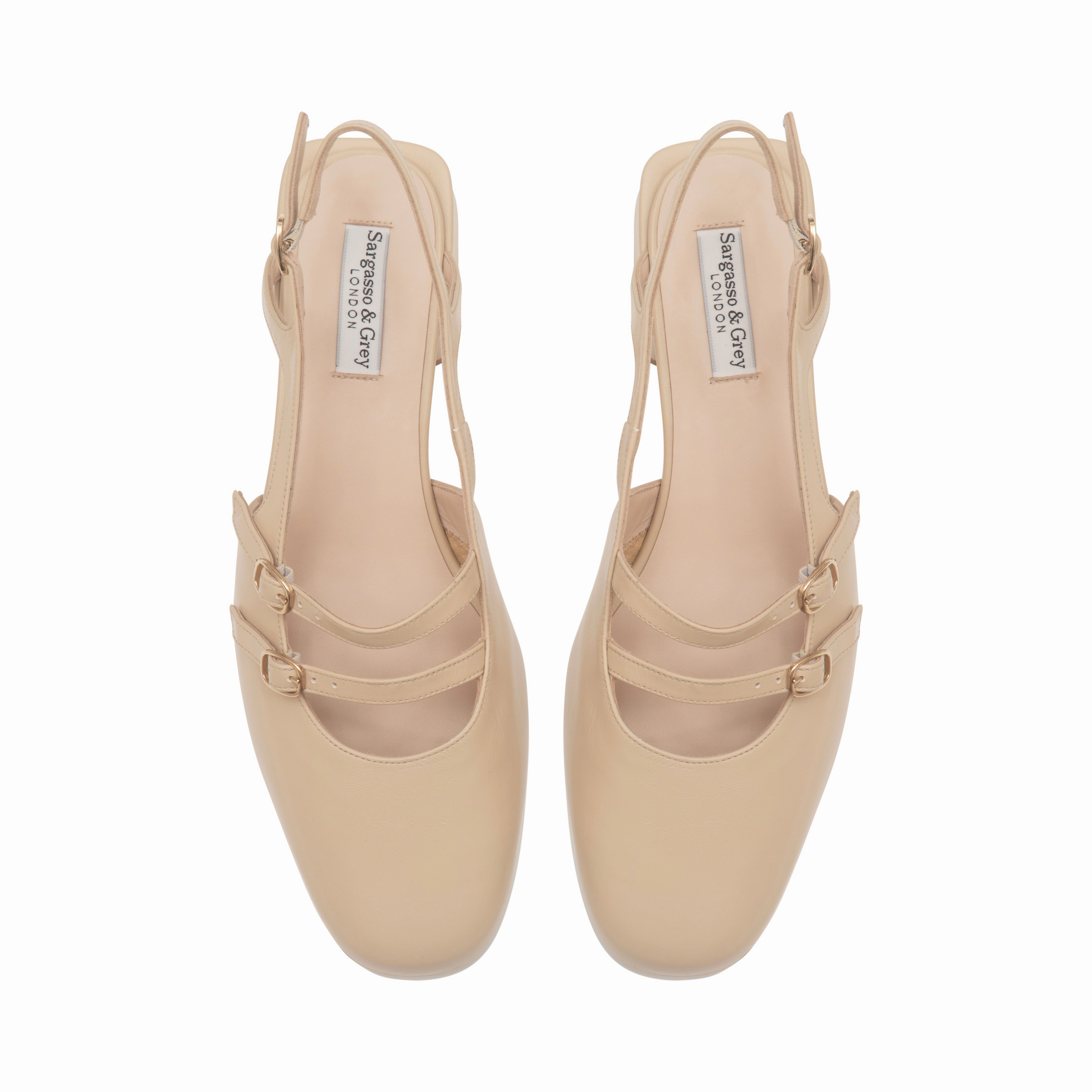 Faith Wide Fit Square Toe Slingback - Almond Leather