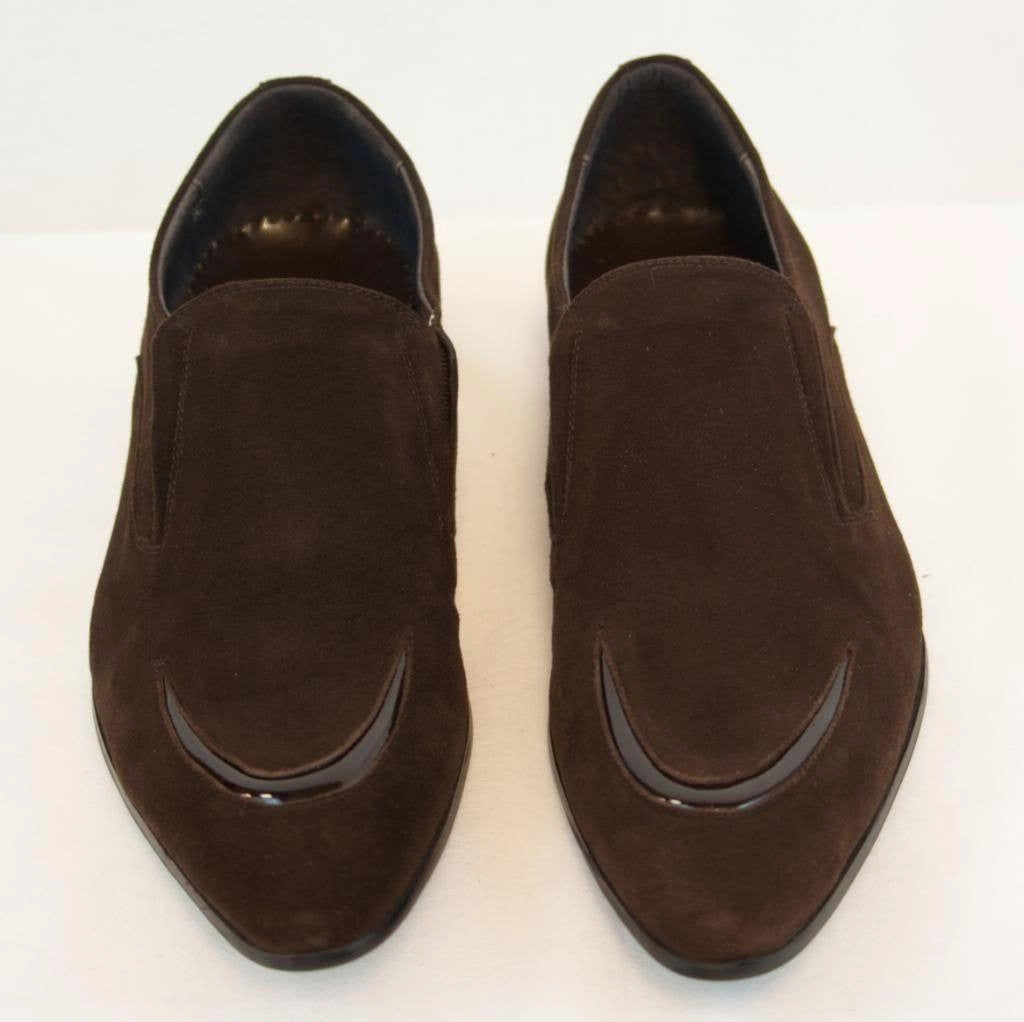 Casual Slip On Leather Shoes New Encore Dress Shoes by Fiesso Brown Suede F13066