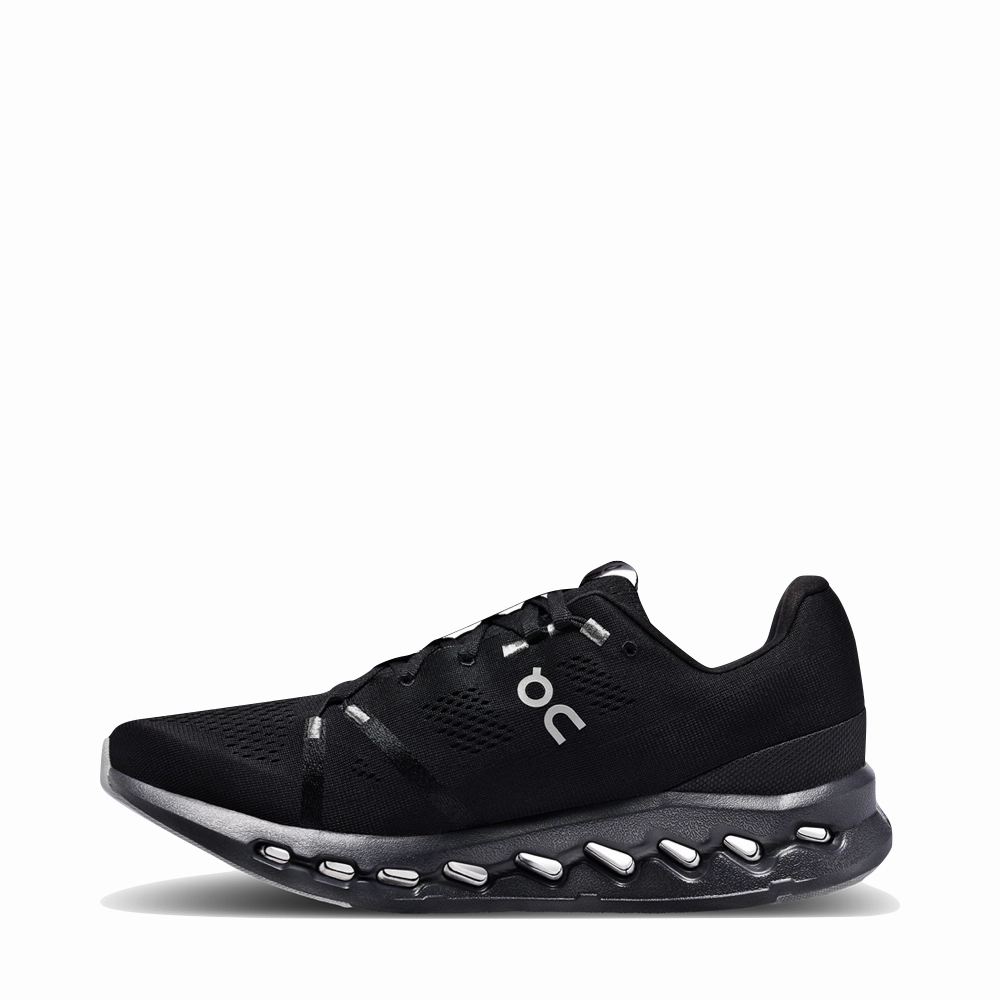 On Men's Cloudsurfer Running Sneaker in All Black Lightweight Running Shoes