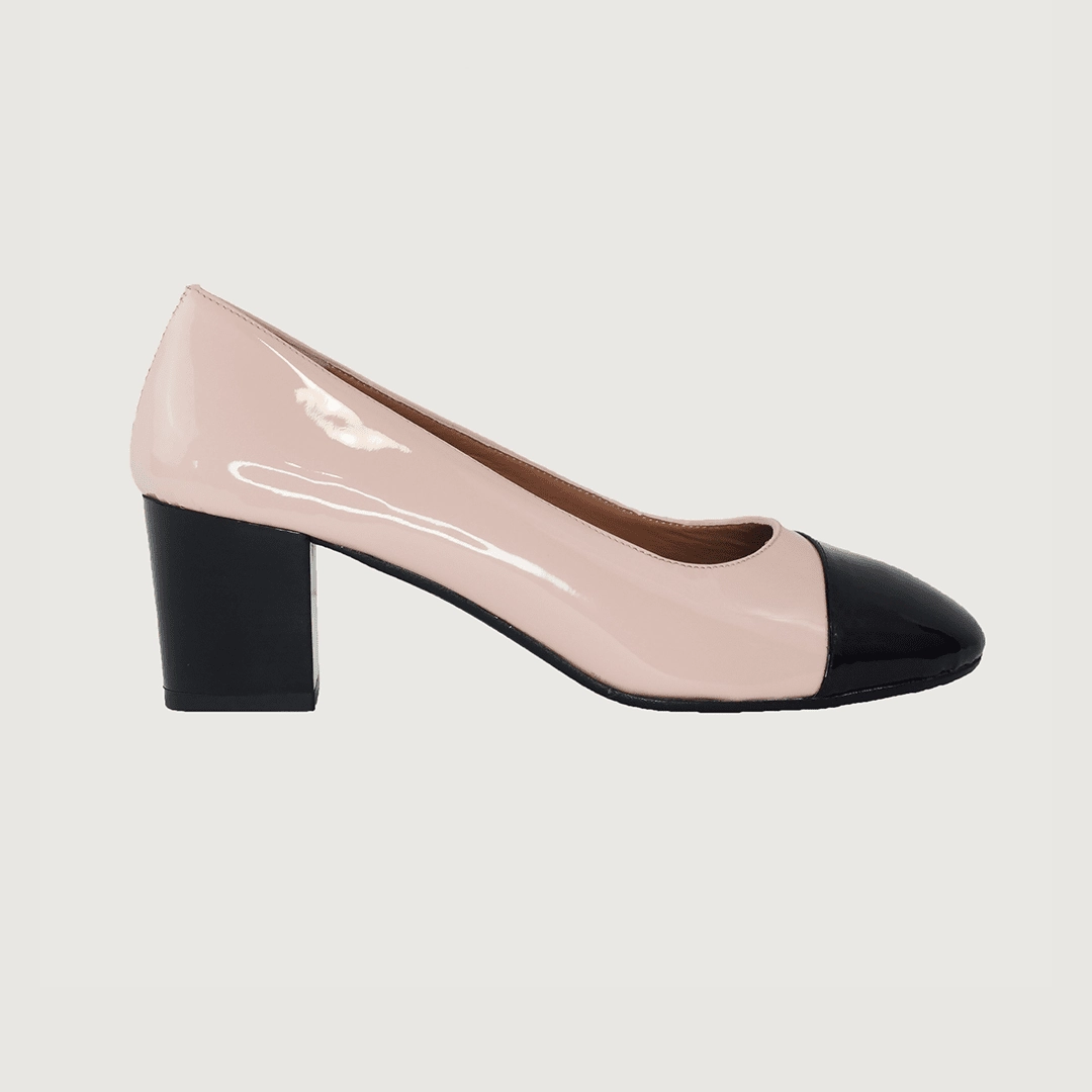 Francesca Blush & Black Patent Heel Oxfords
