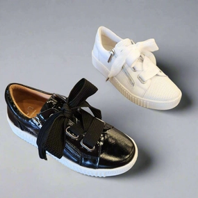 Orange Casual Shoes EOS - Jovi - Black Patent & White