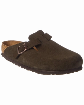 Three Strap Birkenstock Boston Soft Footbed Suede Leather Clog