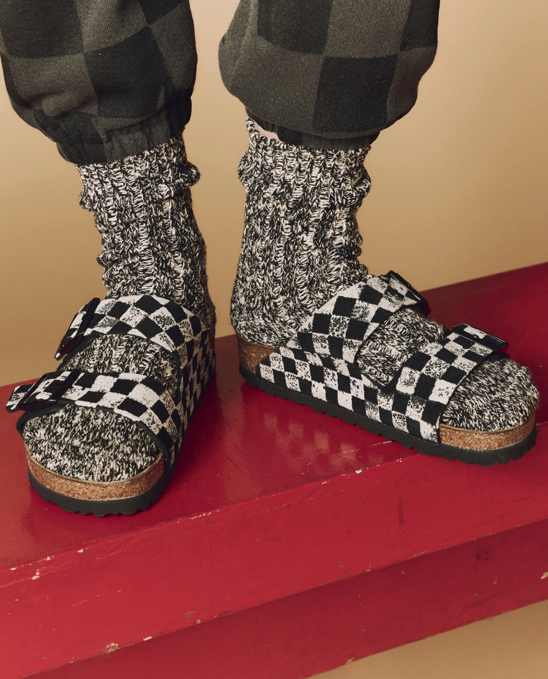 The Hand Stamped BIRKENSTOCK Arizona. -- Black with Cream Check Collab 2025