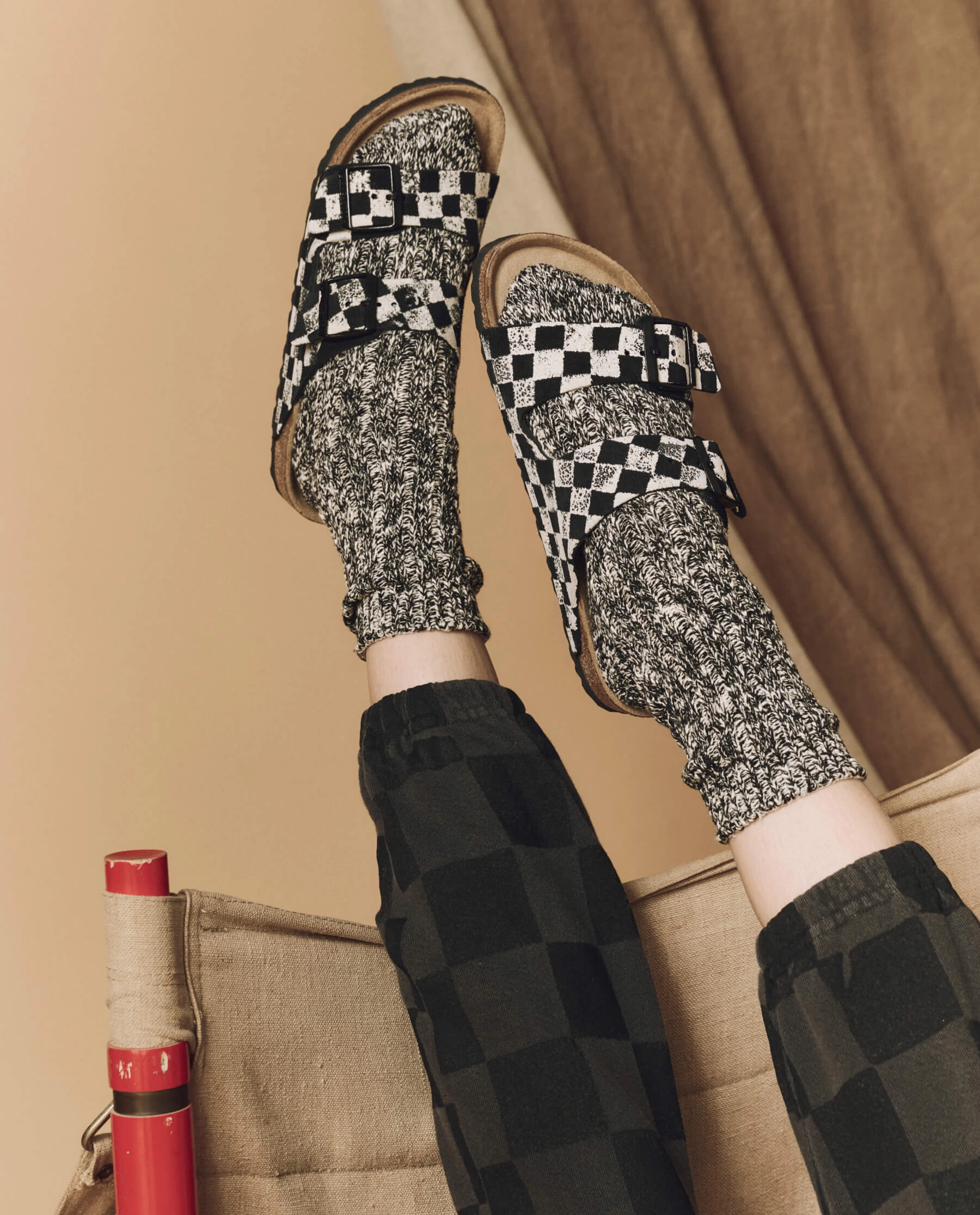 Green Tea The Hand Stamped BIRKENSTOCK Arizona. -- Black with Cream Check