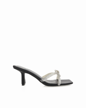 High Heels Type FABIA - BLACK SATIN-DIAMANTE