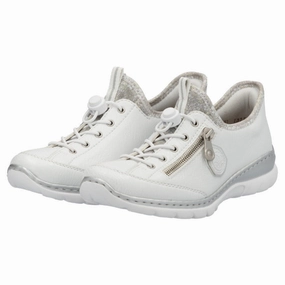Best Walking Shoes Europe Trip Rieker Nikita F1 White/Silver Flower Leather Shoe (Women's)
