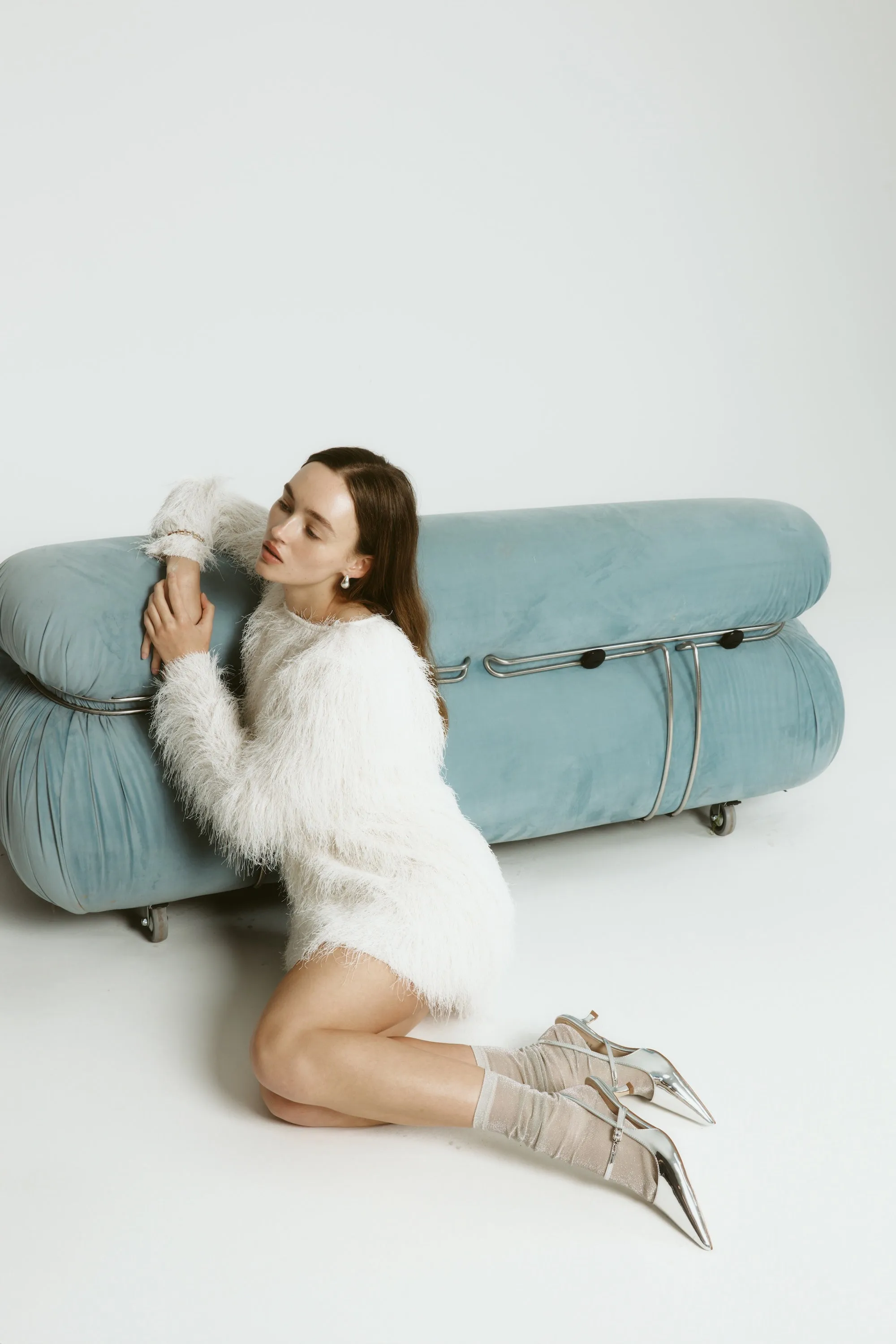 Luce Slingback Kitten Heels - Silver Mirror Floral Print High Heels