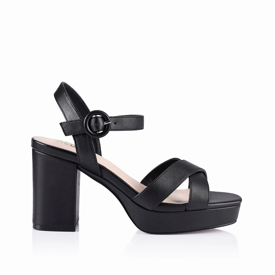High Heels For Plus Size Heppell Platform Heels - Black Smooth