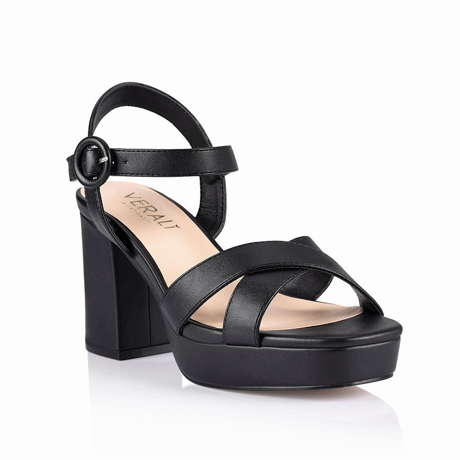 Heppell Platform Heels - Black Smooth Jelly Sandals Heels