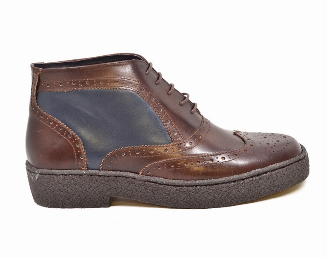 Wingtip Brown & Navy Leather Casual Shoes Wear With Leggings