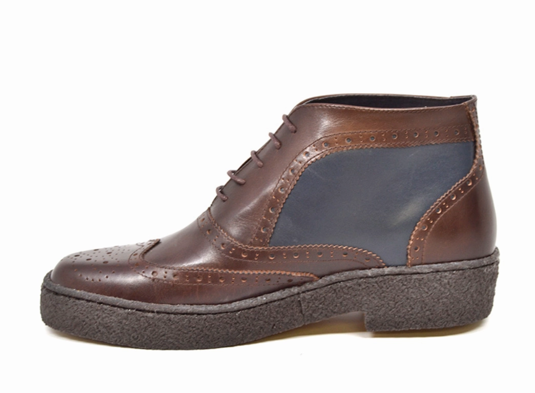 Casual Walking Shoes Wingtip Brown & Navy Leather