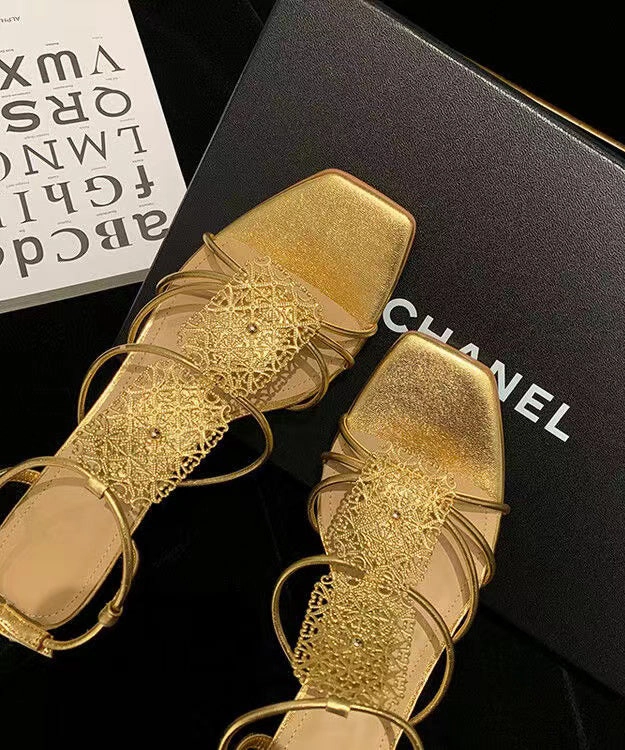 Gold Sandals High Heel Faux Leather Women Splicing Peep Toe LL005 Sparkle Steve Sandals