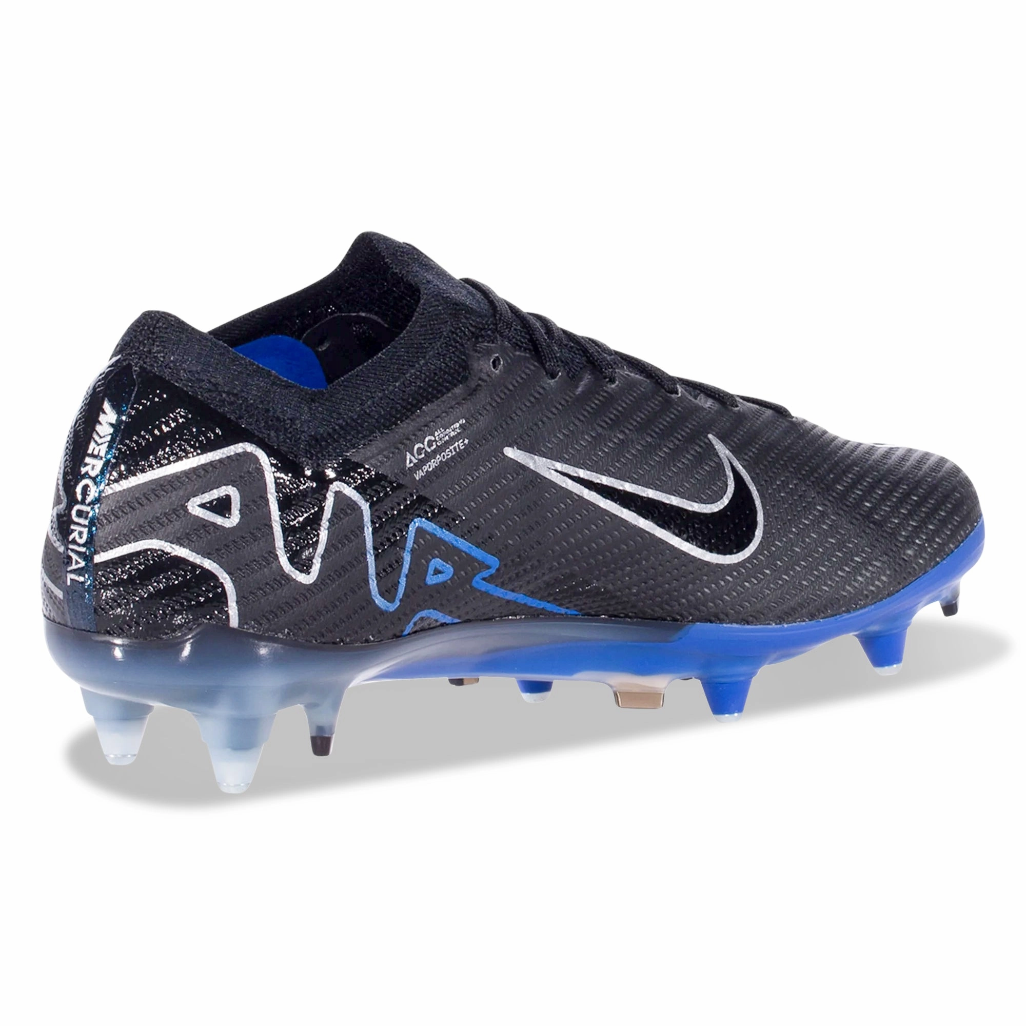 Nike Zoom Vapor 15 Elite SG-Pro Soccer Cleats (Black/Chrome-Hyper Royal) Nike Lebron Basketball Shoe