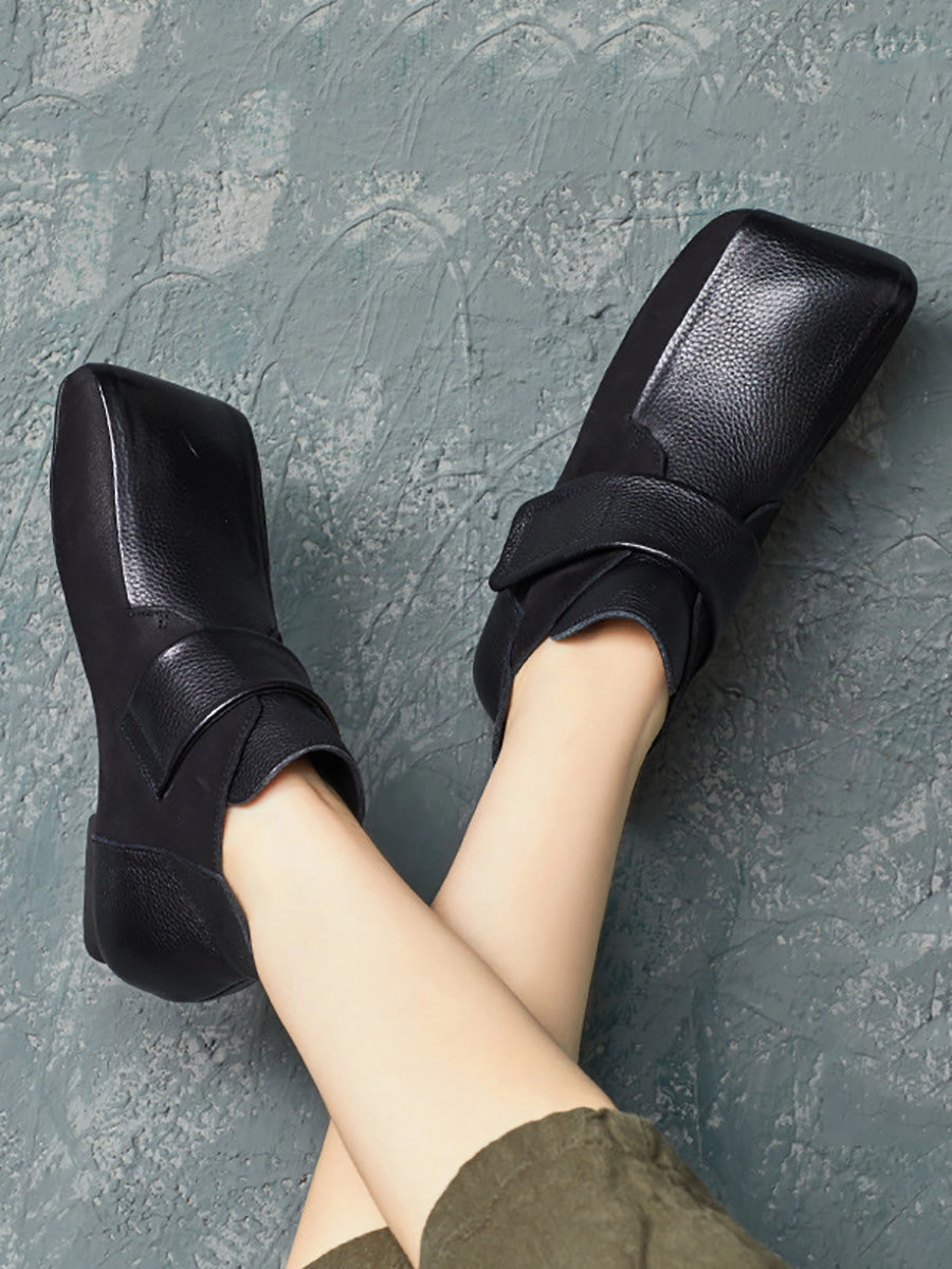 Baxter Combat Boot Women Artsy Leather Spliced Square Collar Ankle Boots BA1033