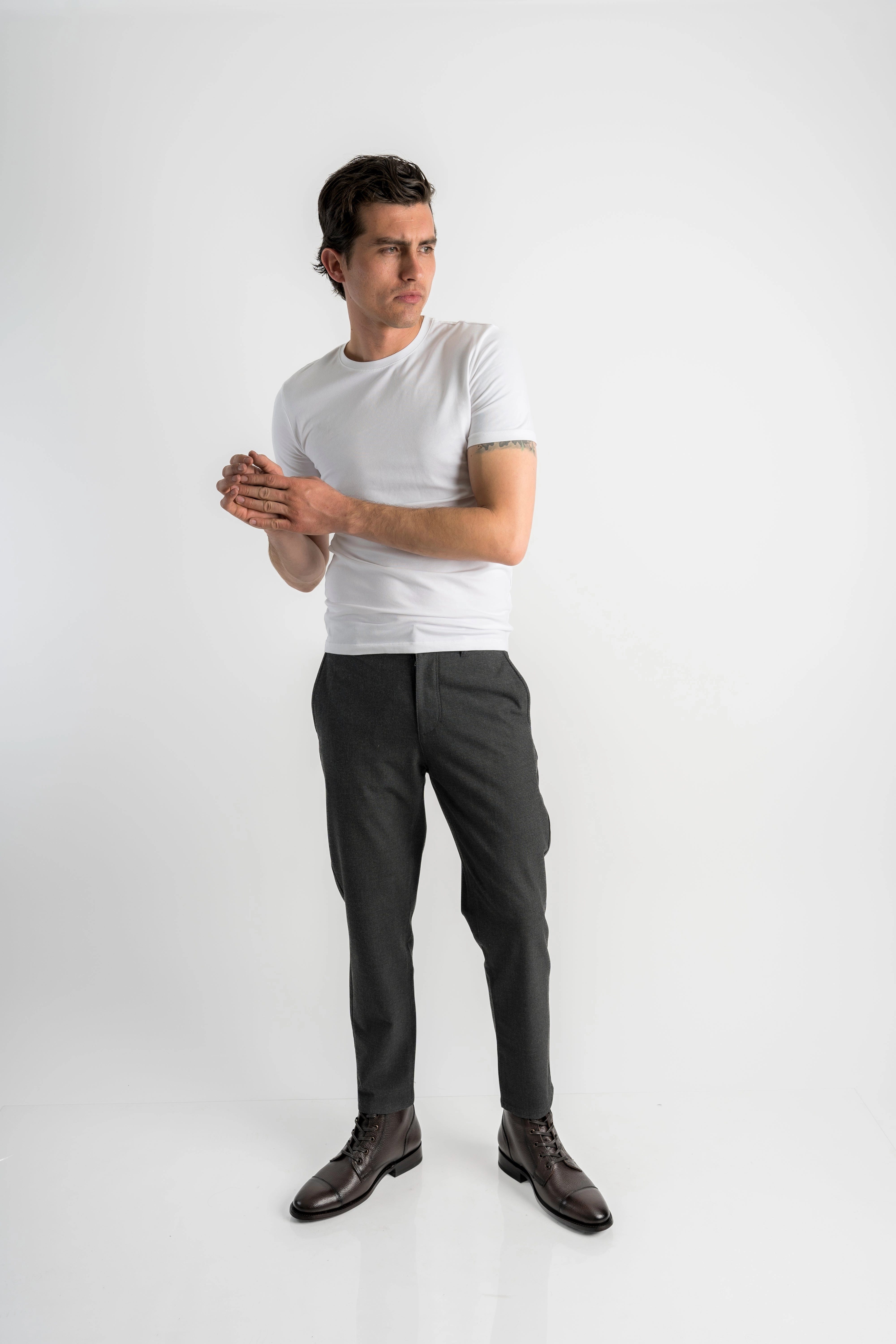 BROWN FLOATER COMBAT Pop Hailey Moto Block Heel Combat Boots