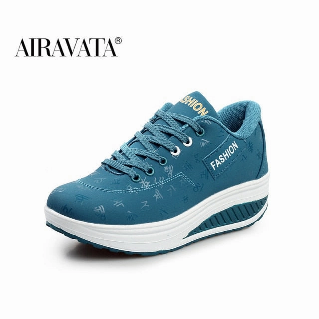 Women Chunky Sneakers Height Increasing Shake Shoes Flatform Lace-up Walking Shoes Deportiva Mujer Beach Walking Shoes