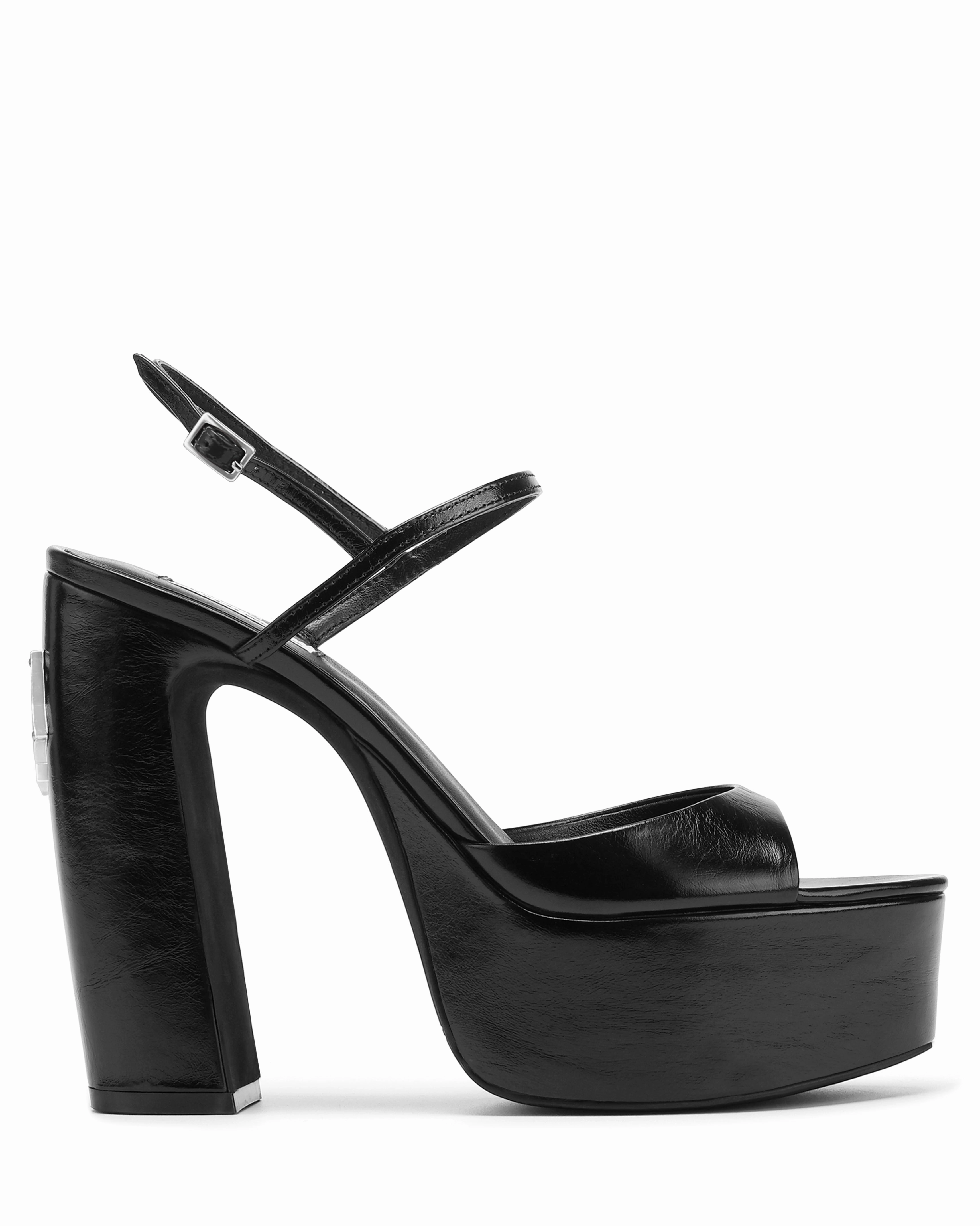Fire Black Leather Quality High Heels