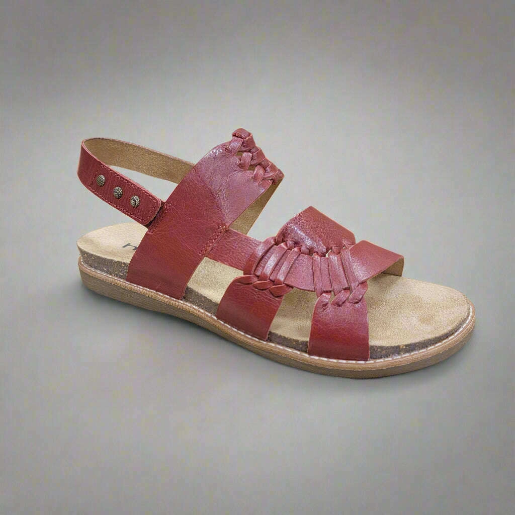 Business Casual Shoes With Socks HALSA - BELLA - Red Leather