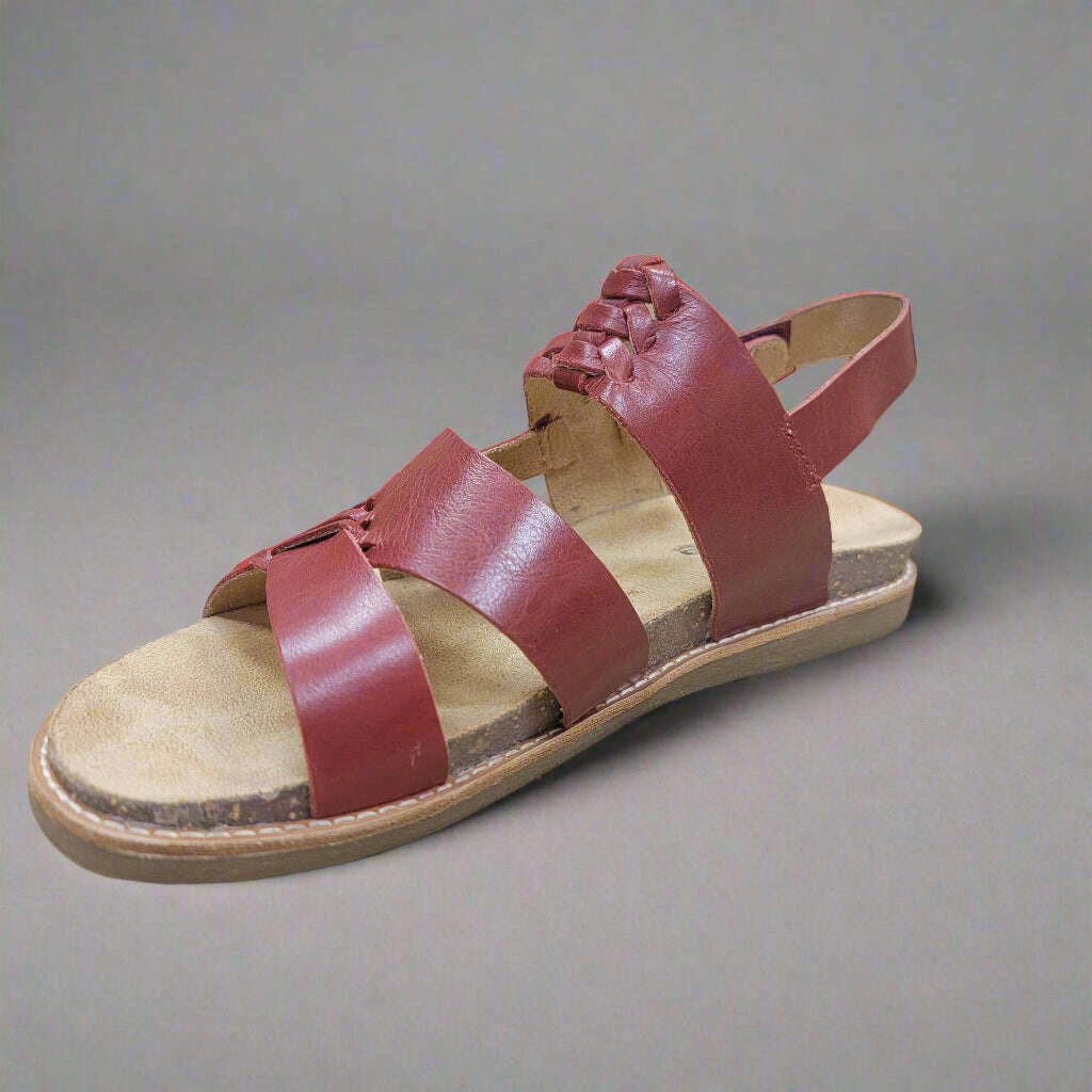 HALSA - BELLA - Red Leather Tiempo Casual Shoes