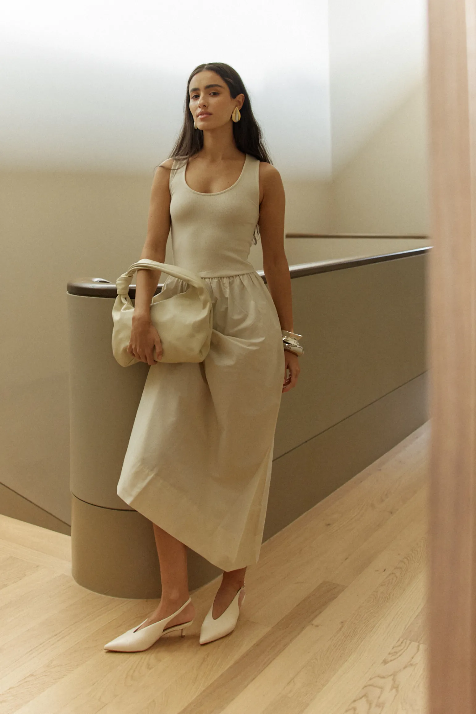 Fly Point Toe Slingbacks - Cream White Leather Dollhouse High Heels