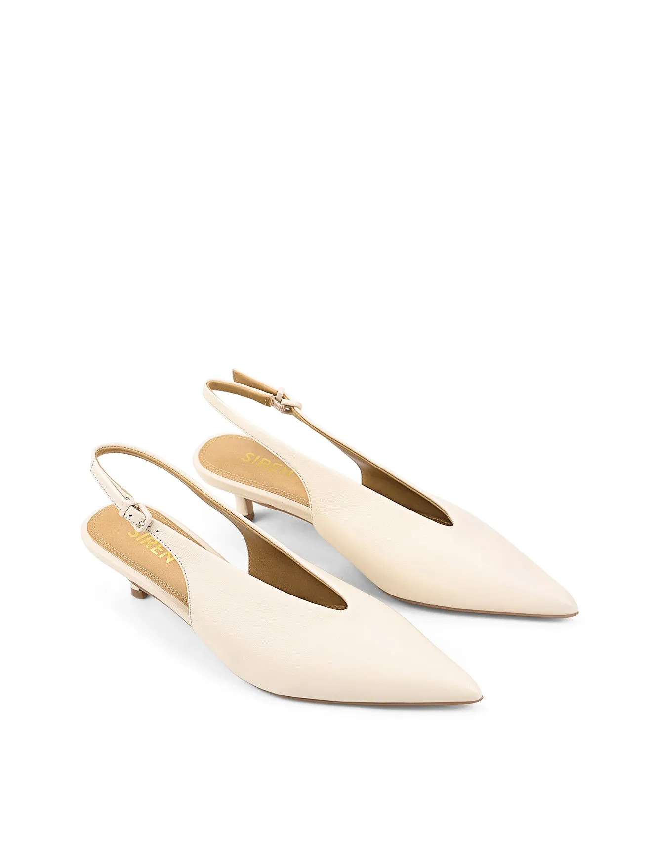 Draw A High Heel Fly Point Toe Slingbacks - Cream White Leather