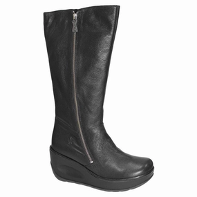 Retro Knee High Boots Fly London Jate917Fly Mousse Leather Women's Boots