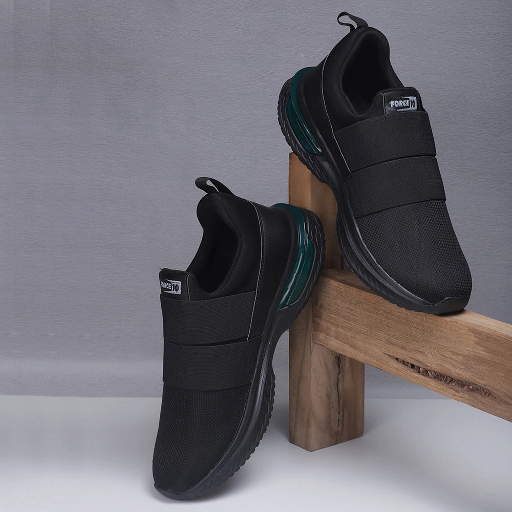 Good For Walking Stretchers Walking Force 10 Black Sports Non Lacing Walking Shoes For Men BLAKES-2E By Liberty