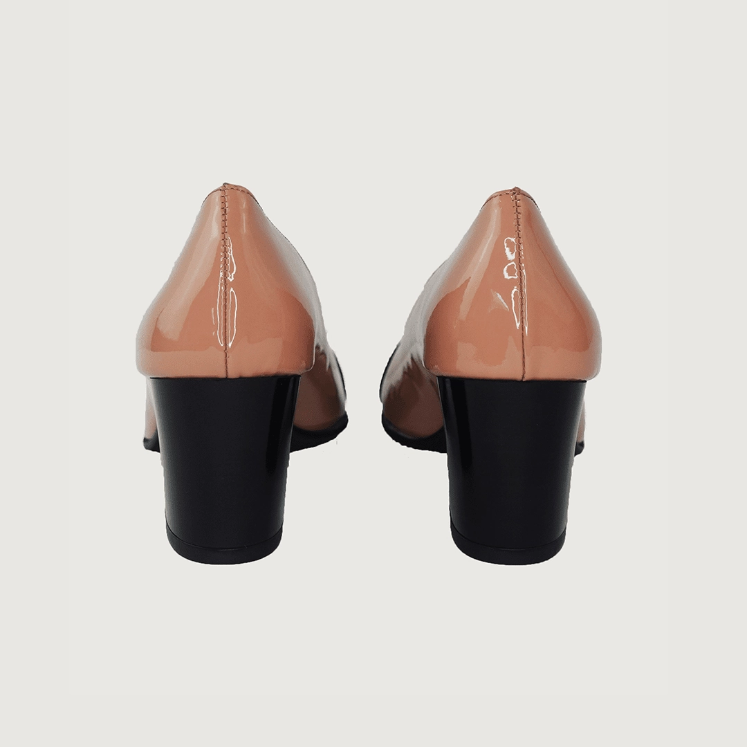 Francesca Cognac & Black Patent High Heel Loafers