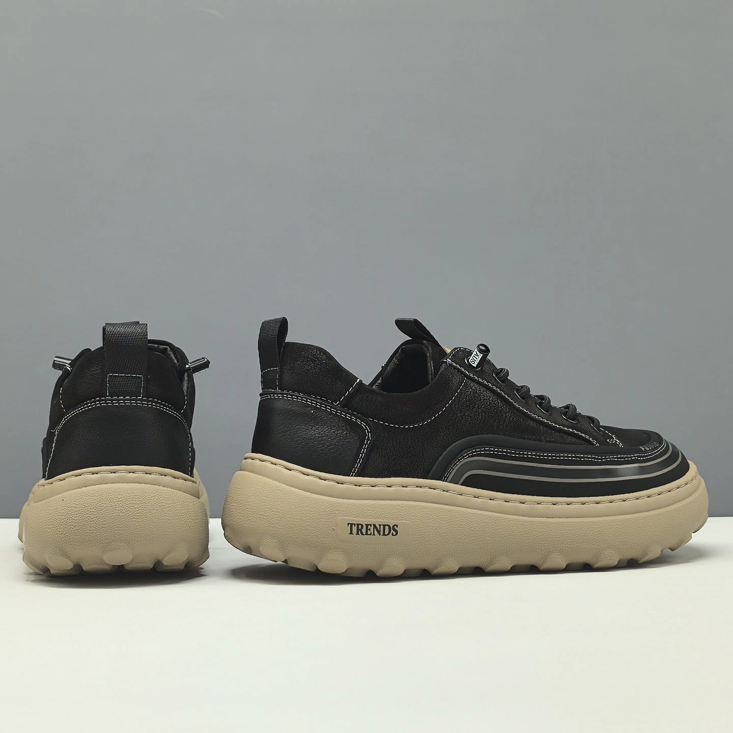 Wide Toe Flat Shoes Men's Minimalist Plain Leather Flat Casual Shoes