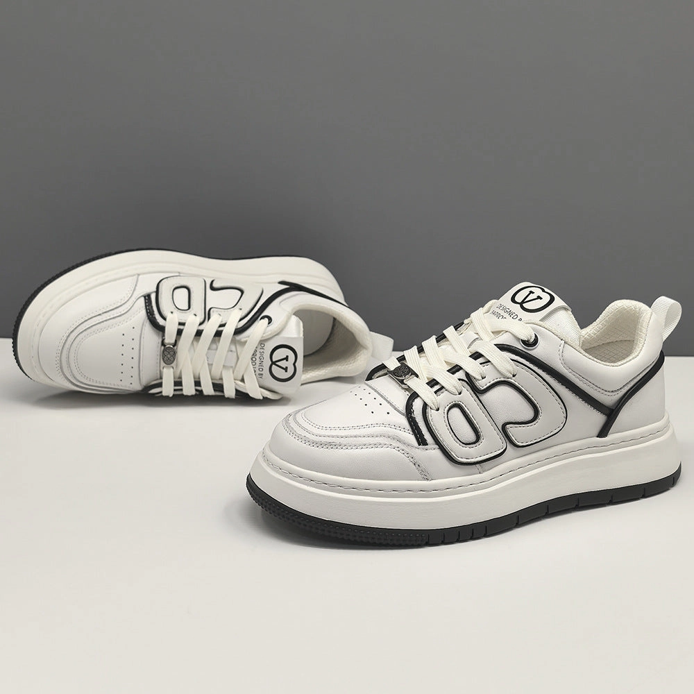 Beautiful Shoes Men Fashion Patchwork Leather Flat Casual Sneakers