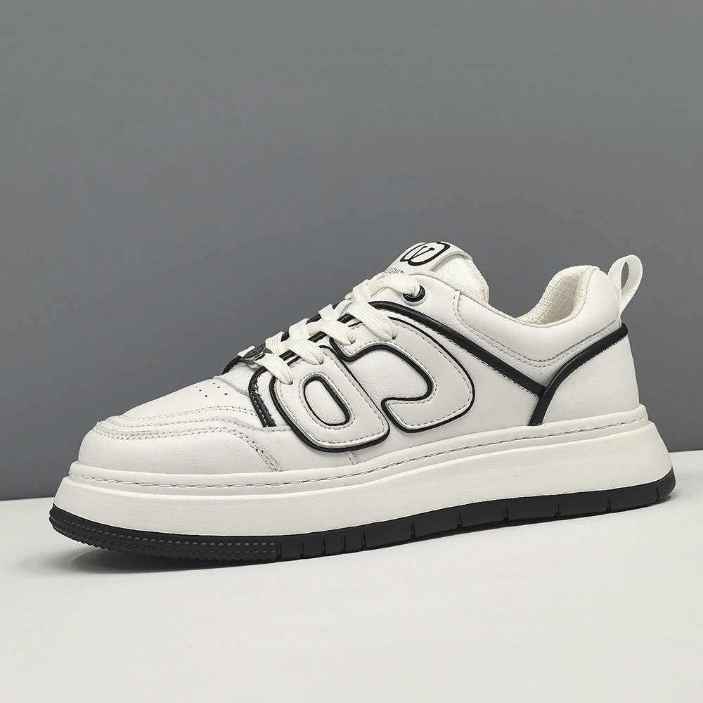 Men Fashion Patchwork Leather Flat Casual Sneakers Best Shoes For Gym Flat Feet