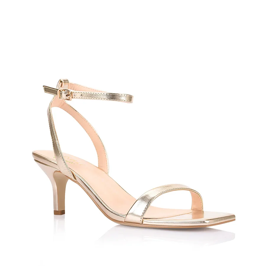 Tally Kitten Heel Sandals - Champagne Gold