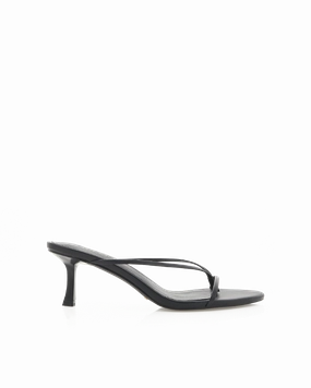 GILLIE - BLACK High Heeled Flip Flops