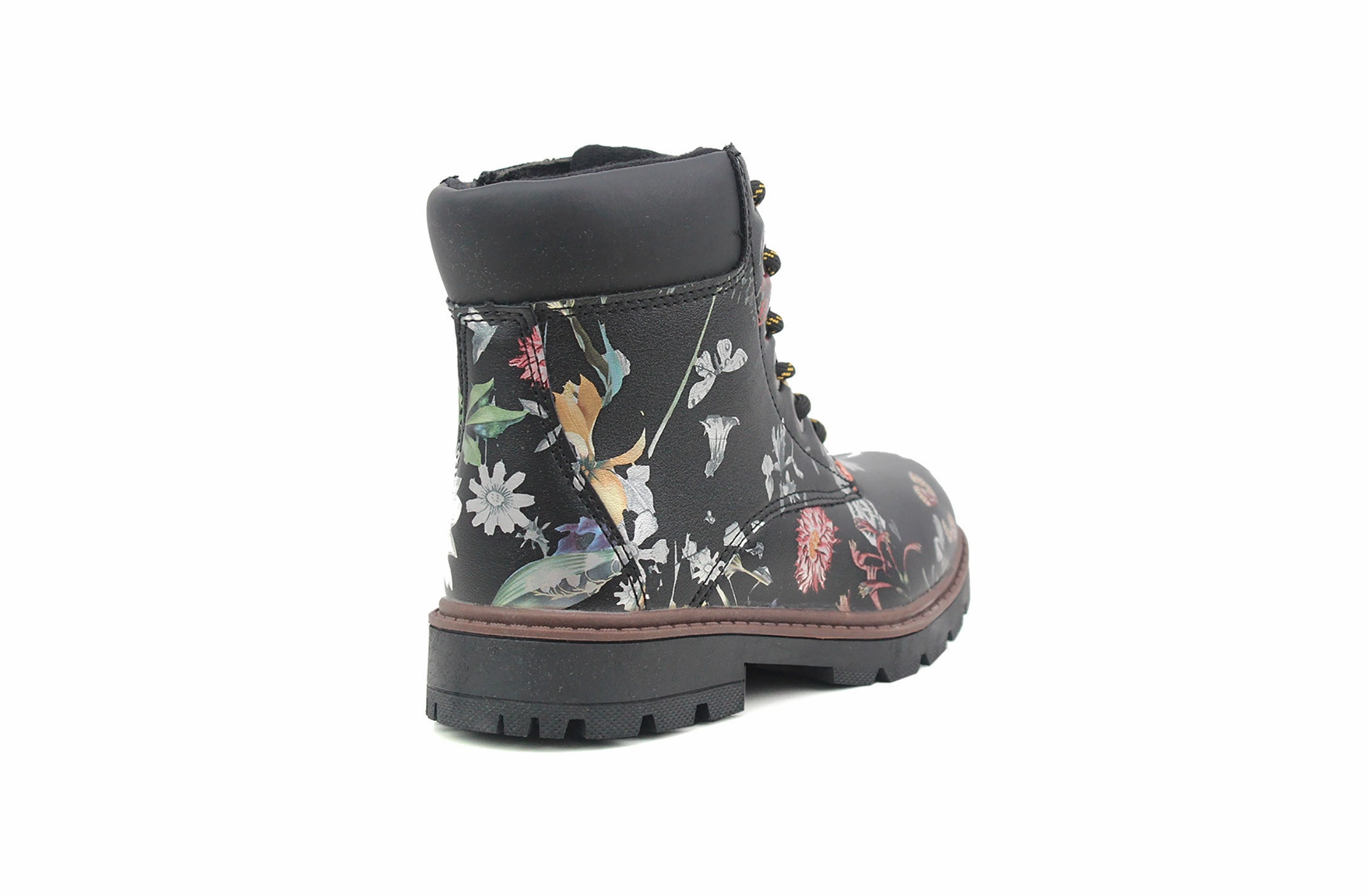 Combat Boots With Metal Girls Kids Metallic Floral Print Lace Up Size Zip Fashion Combat Boots UK 9 KIDS