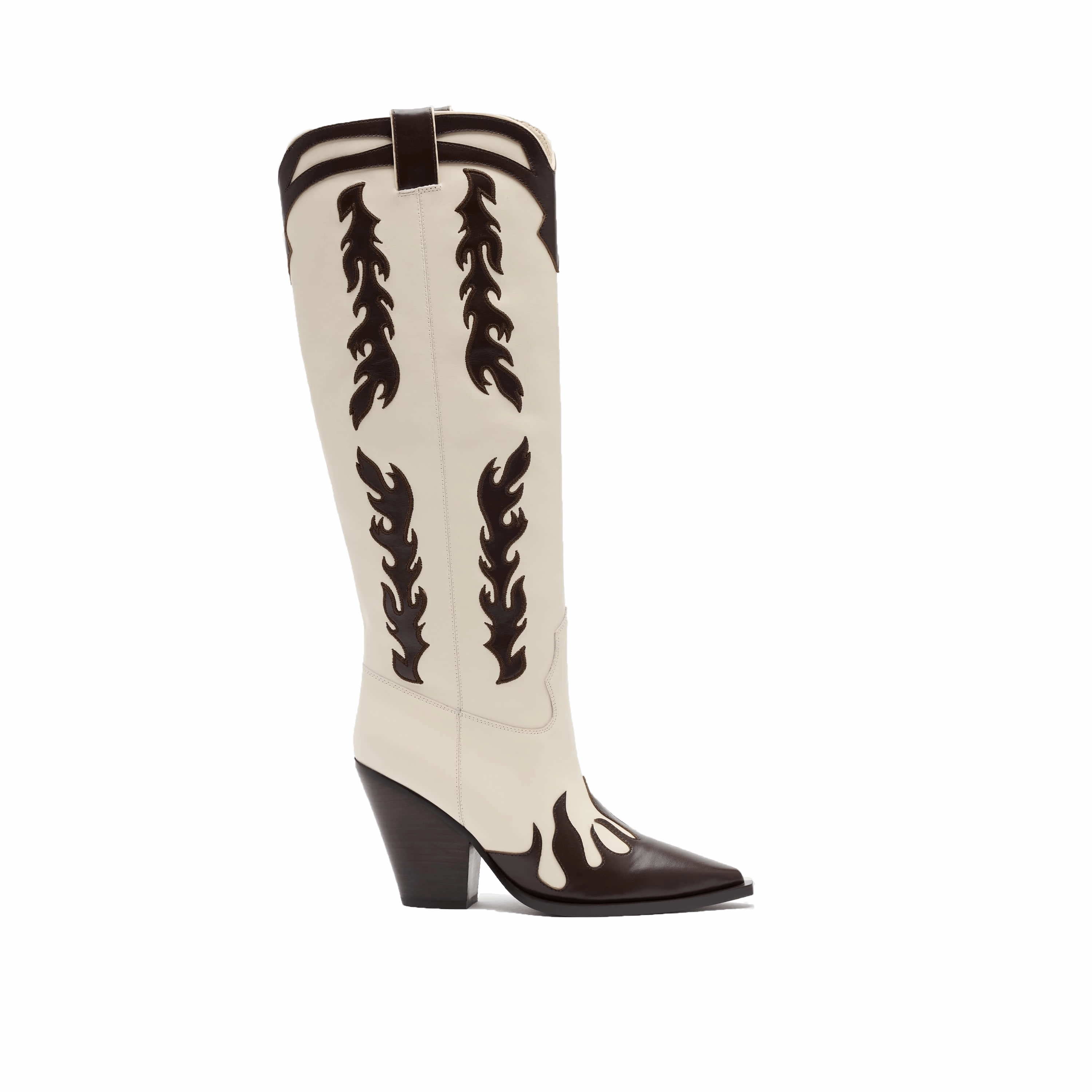 Belle Cream Flame Leather Knee High Boots Boots Knee-high