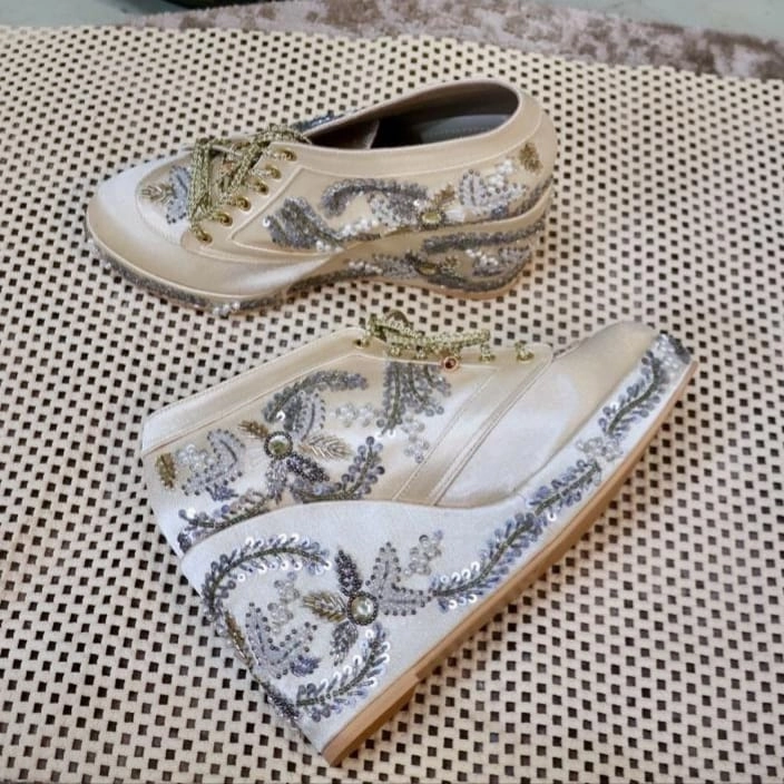 Loafer Shoes Casual Gold Customizable Sneaker Wedges | Tiesta