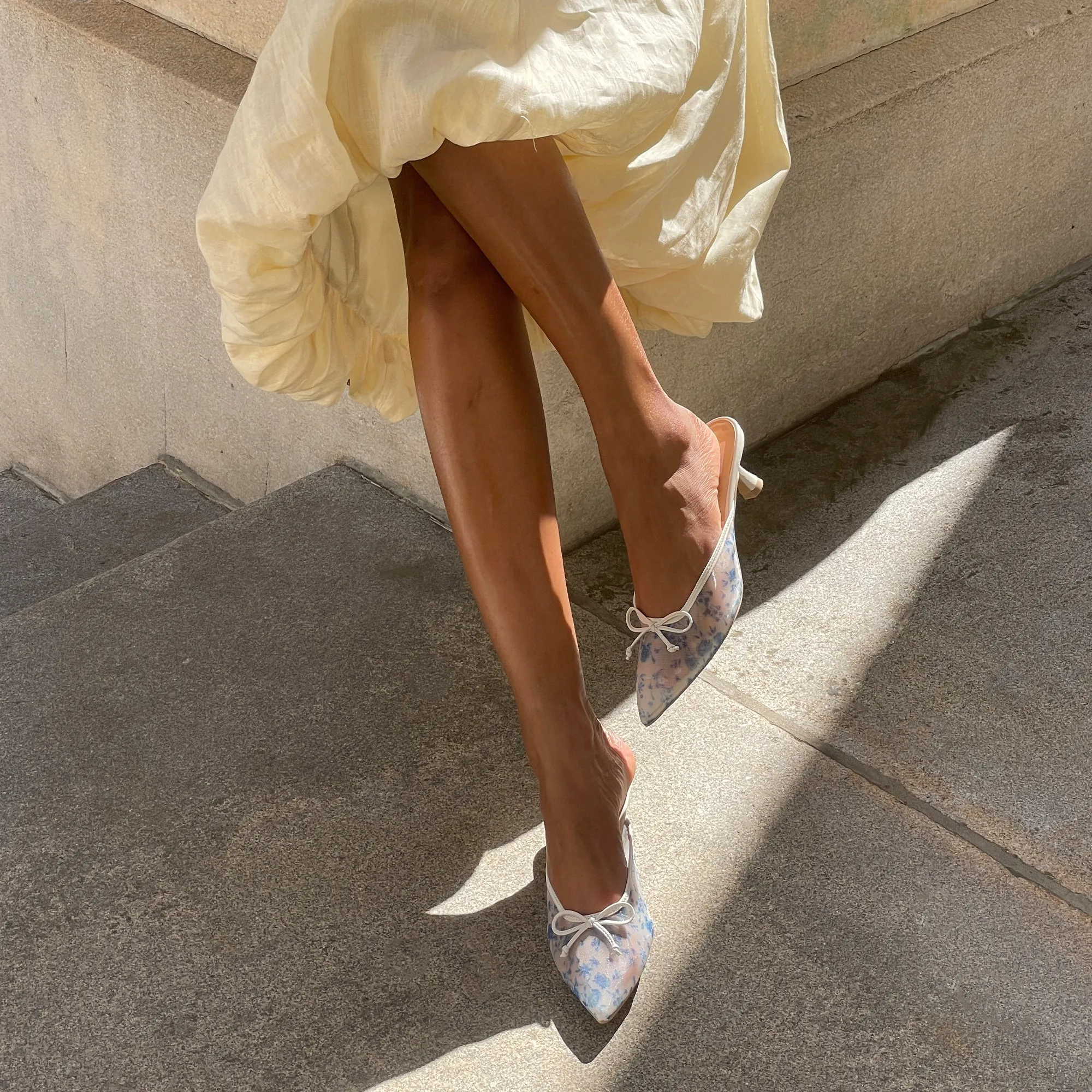 High-heeled Shoe CLEO HEELS BLUE FLORAL MESH