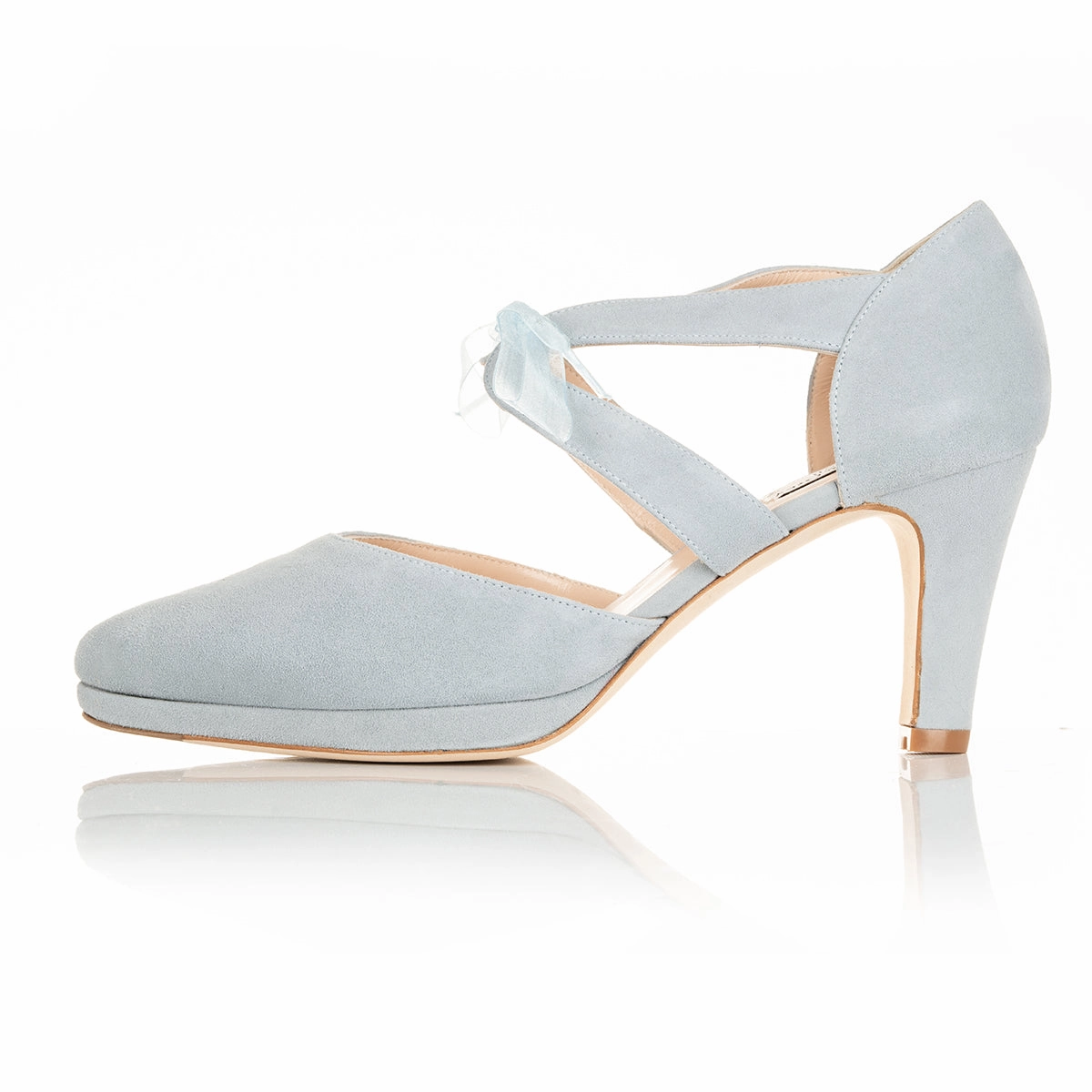 Anya Extra-Wide Fit Platform Heels - Blue Suede High Chunky Heel Boots