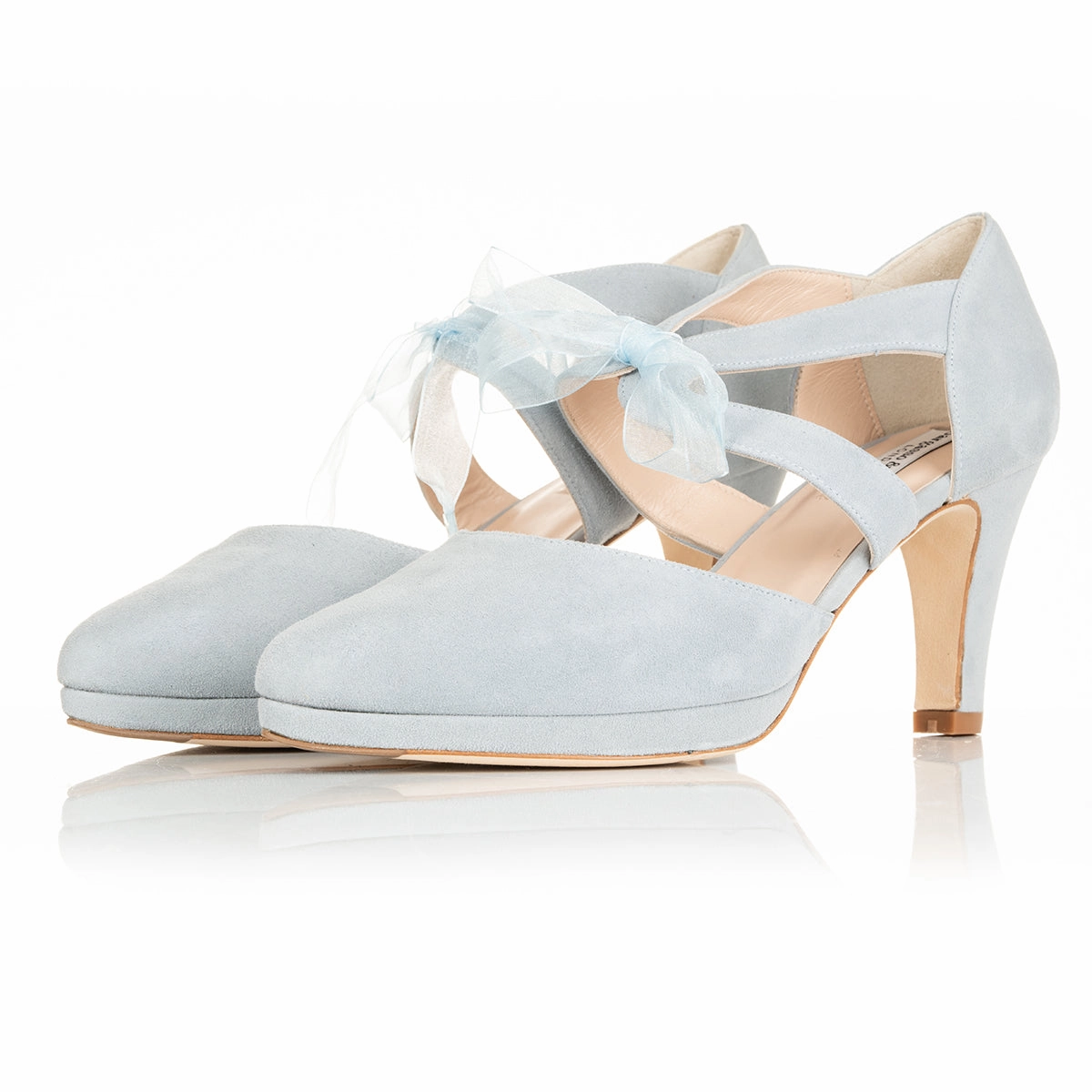 Anya Extra-Wide Fit Platform Heels - Blue Suede High Heels That Turn Into