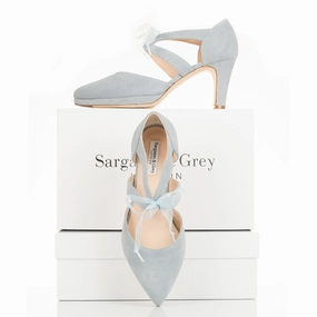 High Heel Mules Closed Toe Anya Extra-Wide Fit Platform Heels - Blue Suede