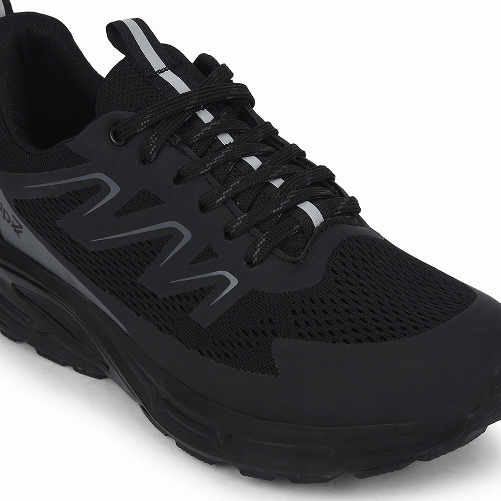 Leap7x Black Casual Lacing Running Shoes For Men MEKSHAW-1E By Liberty High Fashion Running Shoes