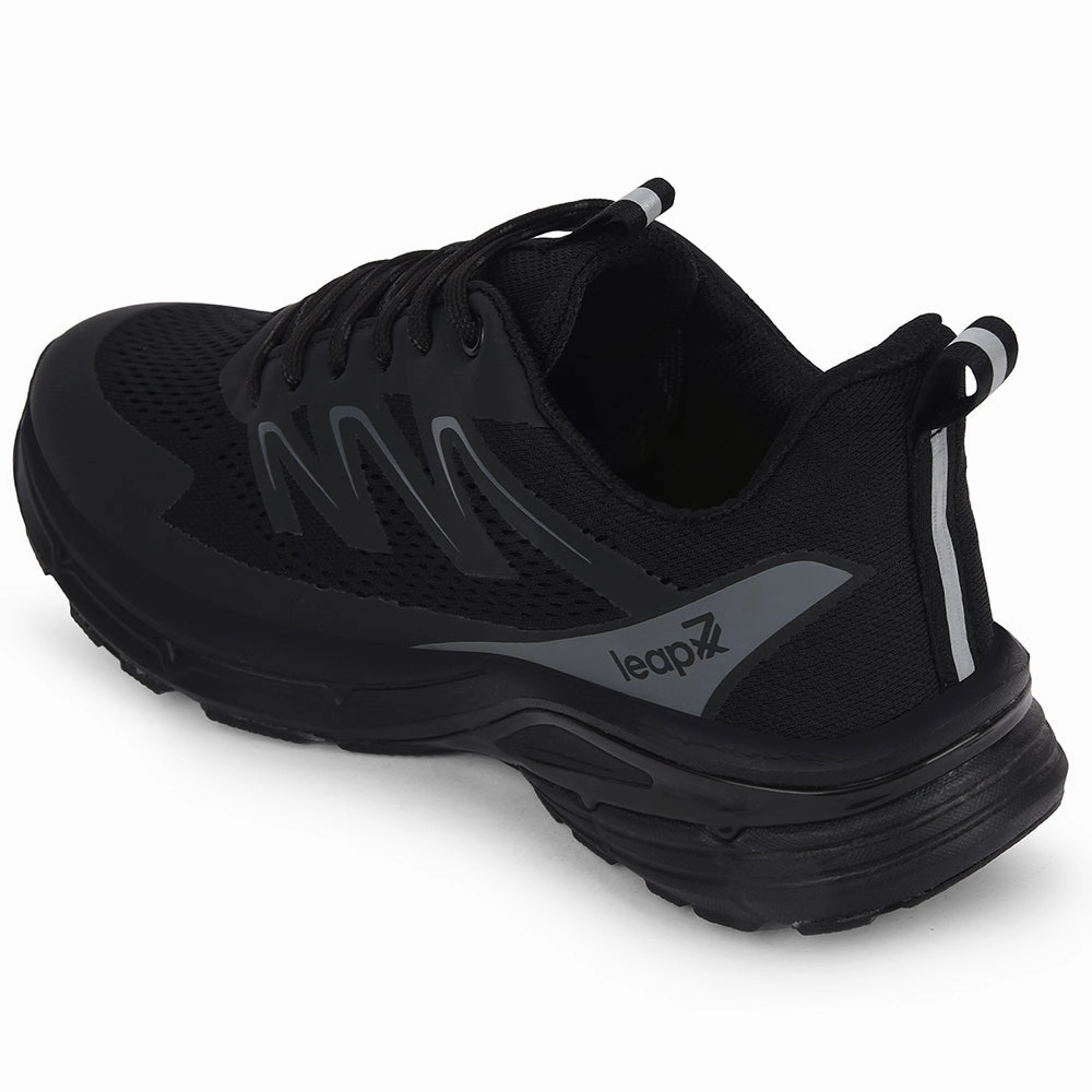 Low Cushion Running Shoes Leap7x Black Casual Lacing Running Shoes For Men MEKSHAW-1E By Liberty