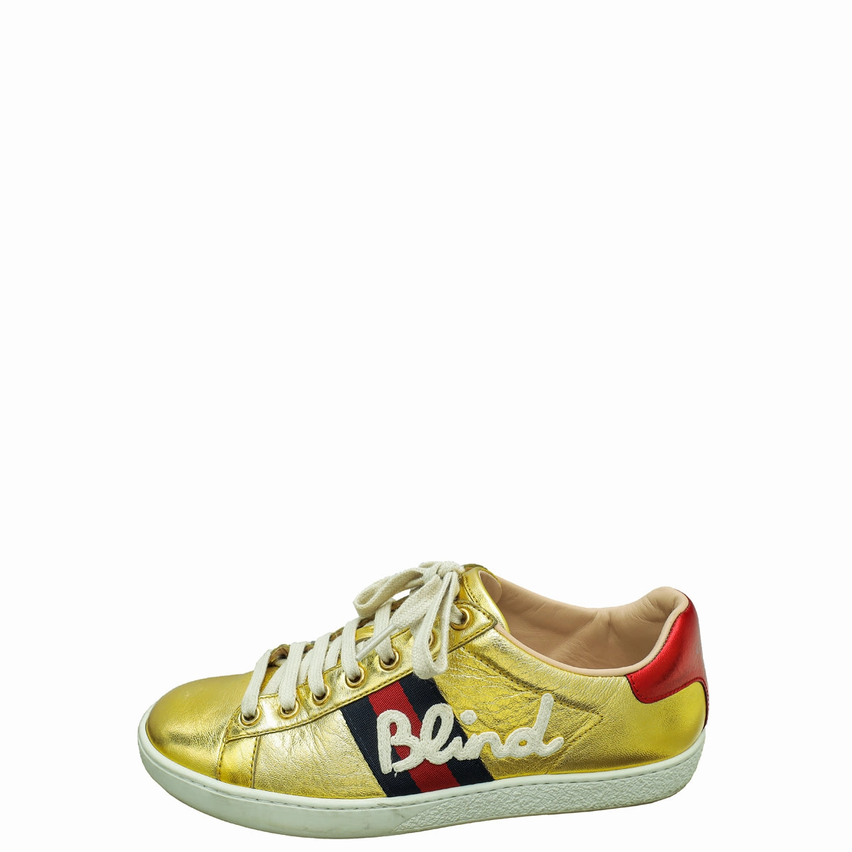 Gucci Gold Ace Embroidered Blind For Love Sneaker 36 Nike Air Huarache Run Ultra Casual Shoes