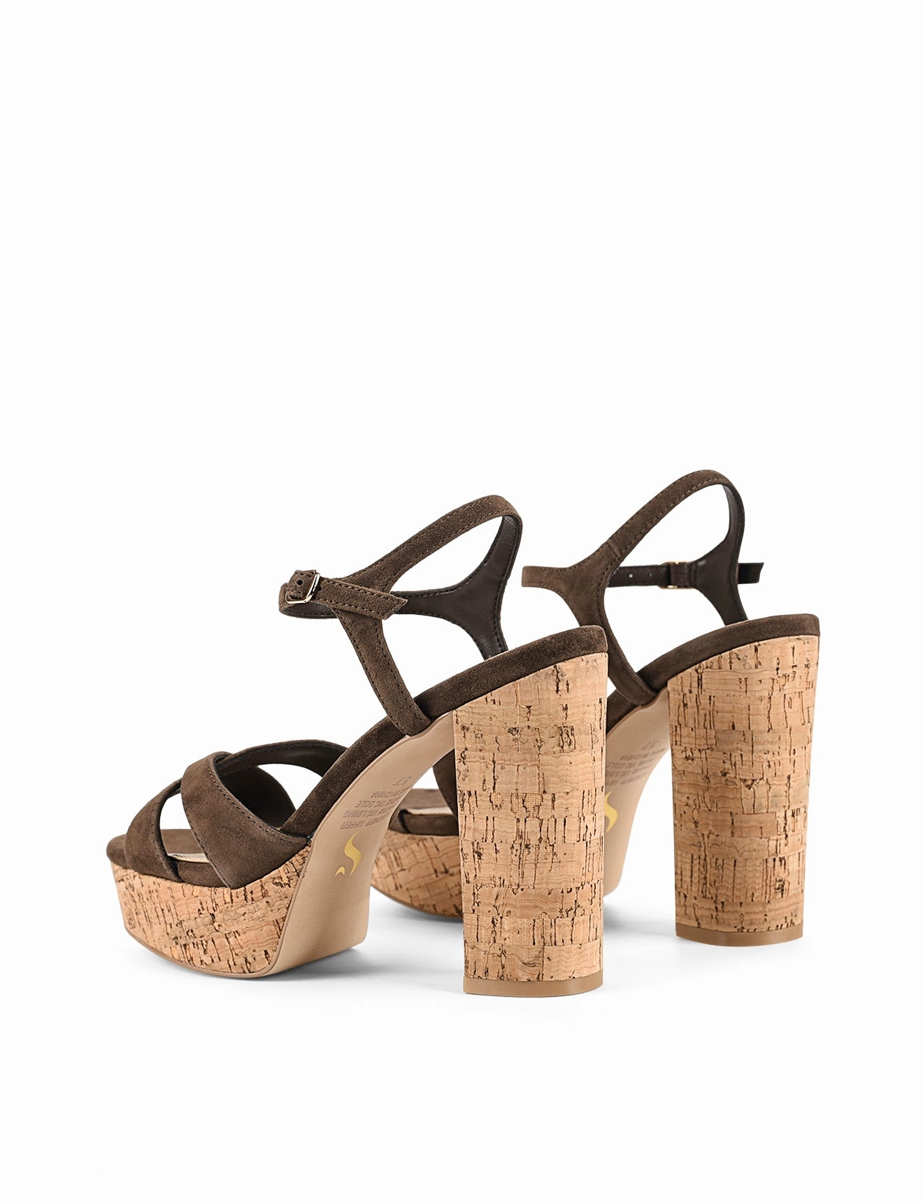 High Heels 12 Inch Hannah Platform Sandals - Chocolate Brown Suede & Cork
