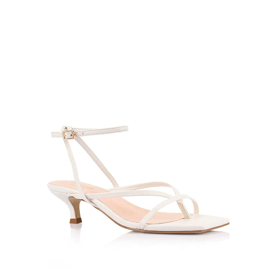 High Heel Sounding Porn Maeve Kitten Heel Sandals - Chalk White